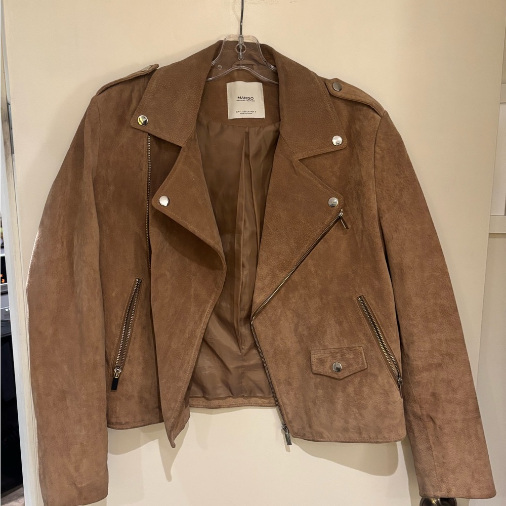 Mango Tan Suede Leather Jacket